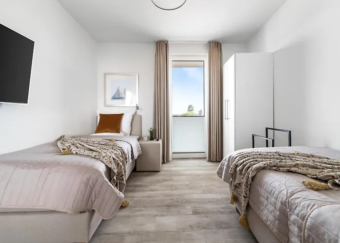 Beachwavetwo- 2og, Meerblick, Balkon, Kamin, Sauna Olpenitz